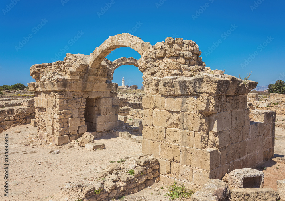 Saranda Kolones fragment of Kato Pafos Archaeological Park, loca