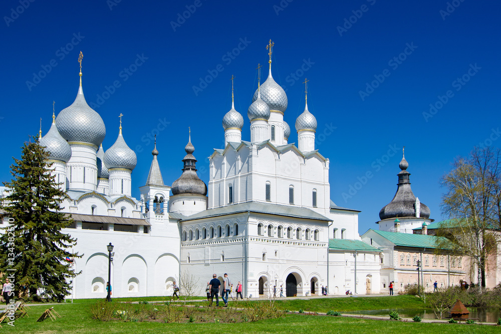 Assumption Cathedral and church of the Resurrection in Rostov Kremlin, Russia