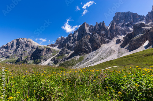 View of Pale di San Martino, Italian Dolomites in Trentino photo