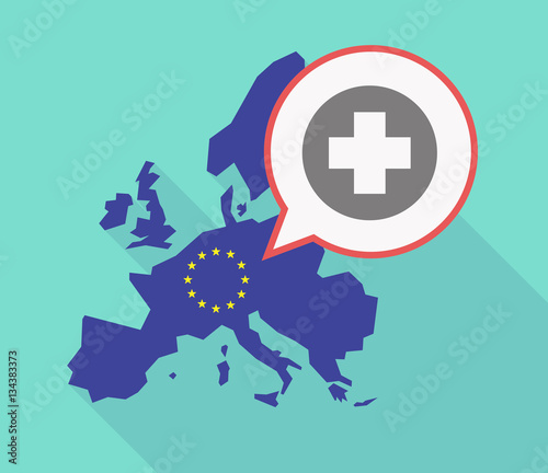 Long shadow EU map with a round pharmacy sign