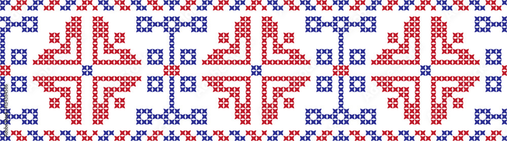 Embroidered cross-national pattern Embroidered cross-national pattern