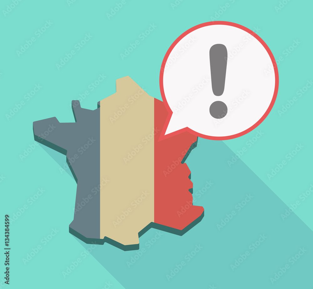 Long shadow France map with an exclamarion sign Long shadow France map with an exclamarion sign