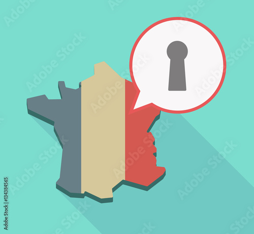 Long shadow France map with a key hole