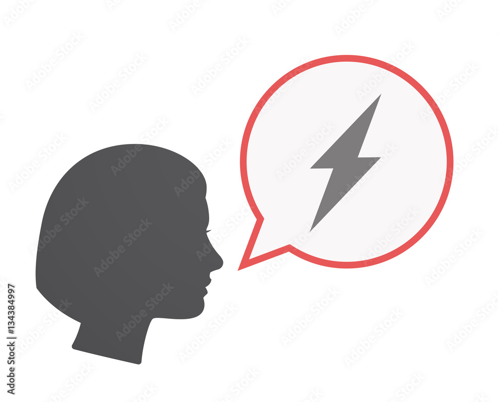 Isolated female head with a lightning Isolated female head with a lightning