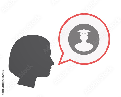 Isolated female head with a student