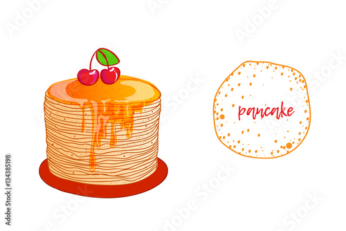Pancake is a symbol of Russian holiday Maslenitsa, vector