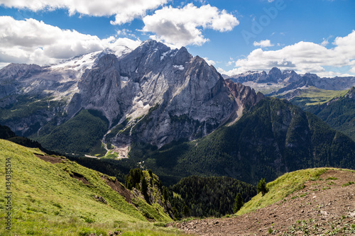 View of the Marmolada  also known as the Queen of the Dolomites. Marmolada is the highest mountain of the Dolomites  situated in northeast of Italy.