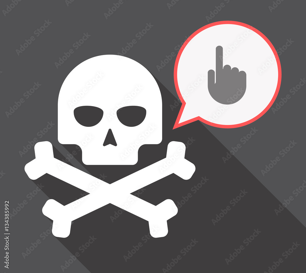 Long shadow skull with a pointing hand
