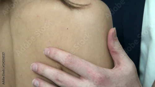 Wedding newlywed together. Tenderness and caress of the lovers. Groom caressing his bride's hand. The couple together and love each other. 