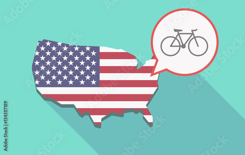 Long shadow USA map with a bicycle