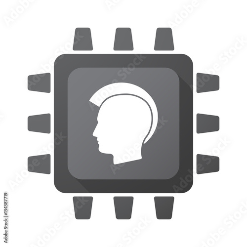 Isolated chip with  a male punk head silhouette