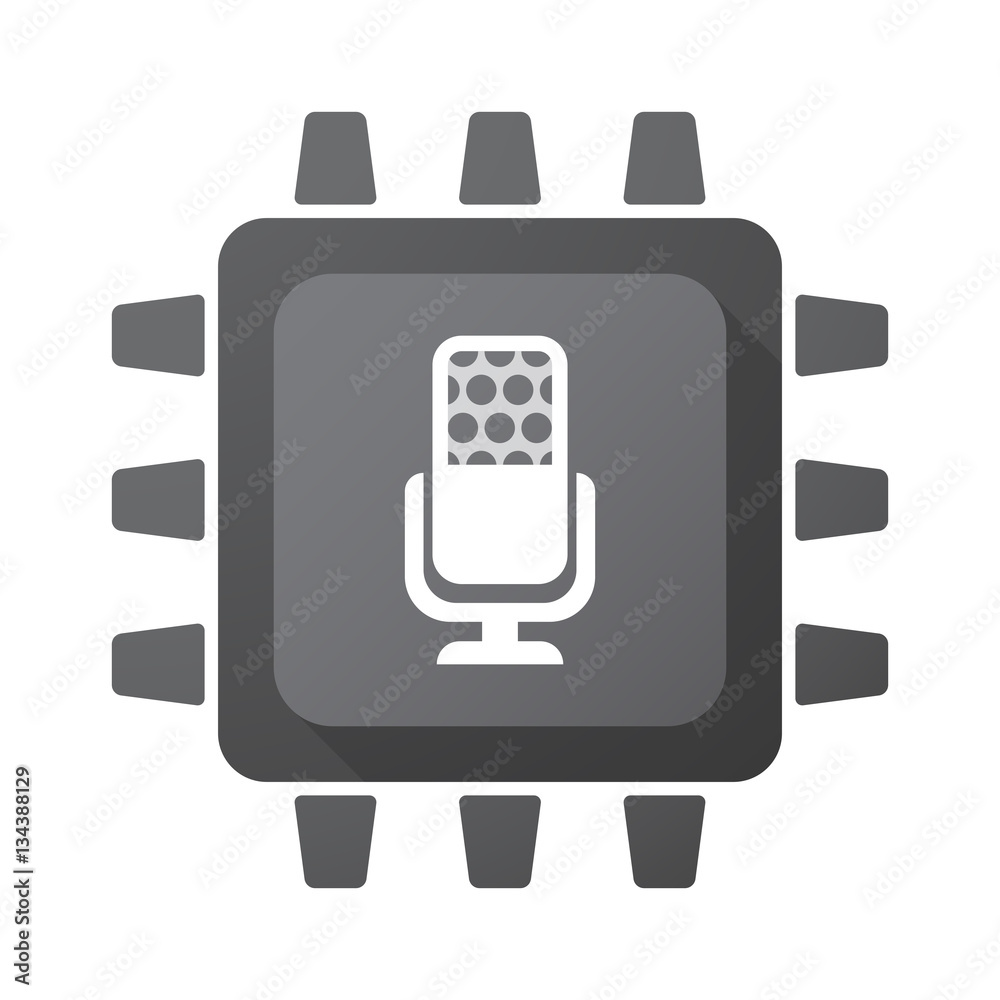 Isolated chip with a microphone sign Isolated chip with a microphone sign