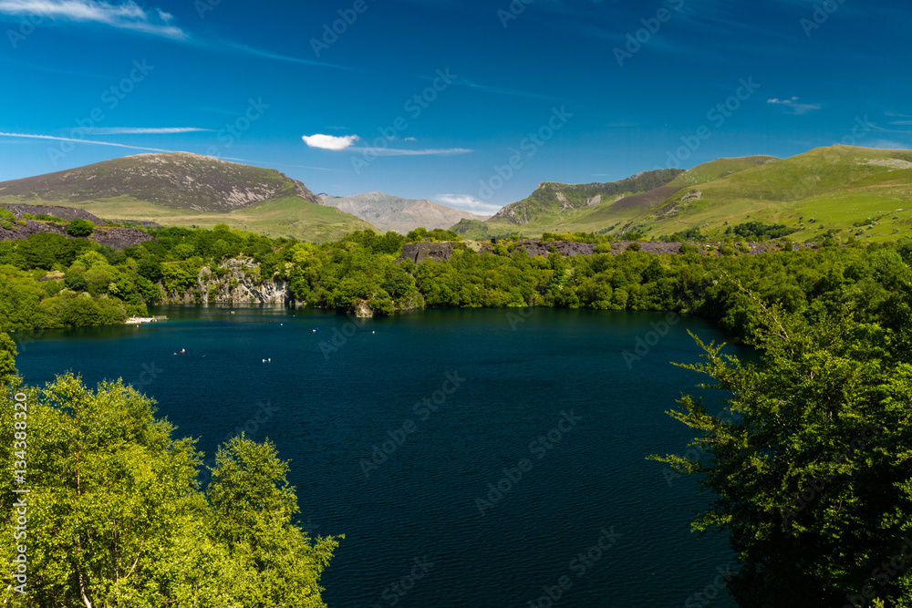 Dorothea slate quarry Wales, Snowdon in distance Dorothea slate quarry Wales, Snowdon in distance
