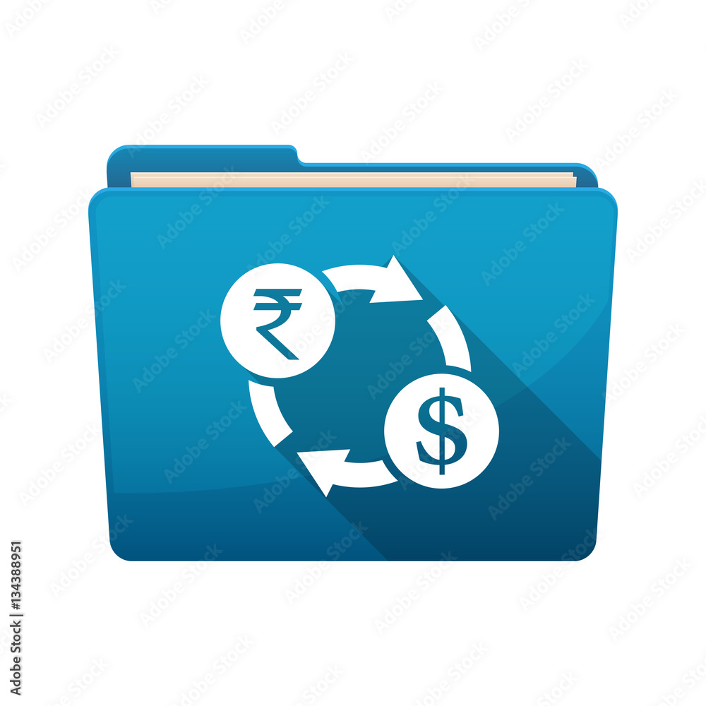 Isolated folder with a rupee and dollar exchange sign Isolated folder with a rupee and dollar exchange sign