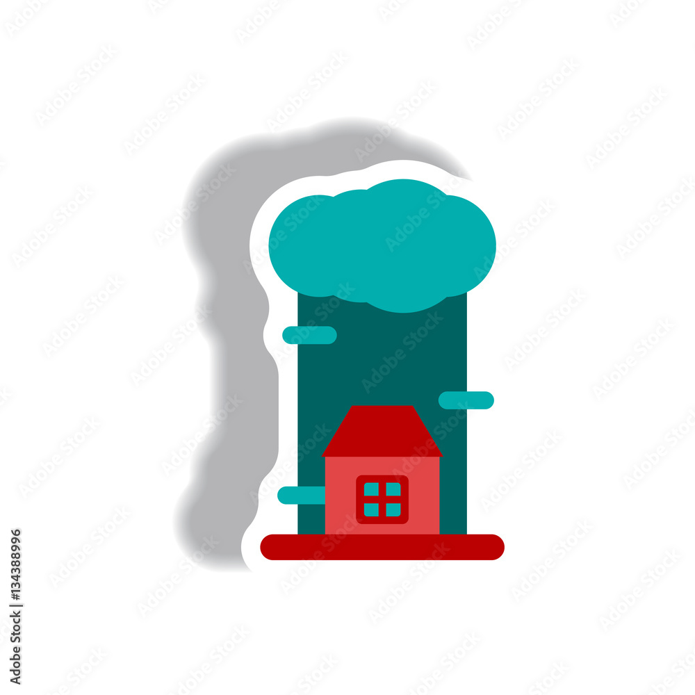 Fototapeta premium Rain cloud on house,cloudburst, downpour rain
