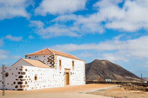 canarian traditional house  at fuerteventura countryside, spain