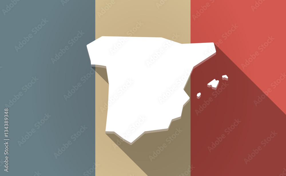 Long shadow France flag with the map of Spain Long shadow France flag with the map of Spain