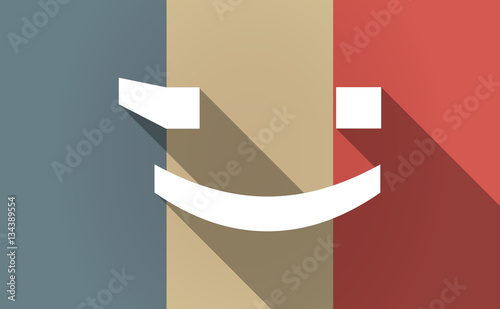 Long shadow France flag with  a wink text face emoticon