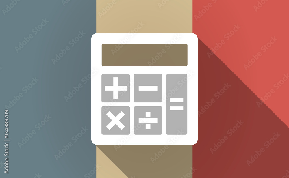 Long shadow France flag with a calculator Long shadow France flag with a calculator