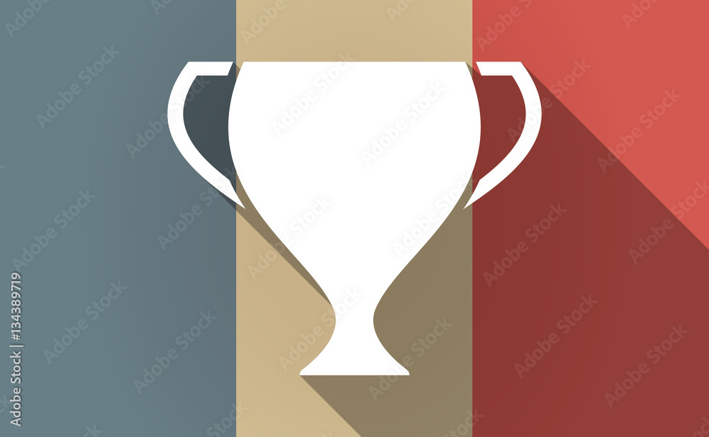 Long shadow France flag with an award cup Long shadow France flag with an award cup