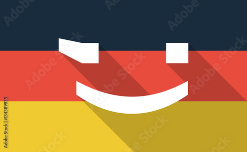 Long shadow Germany flag with  a wink text face emoticon