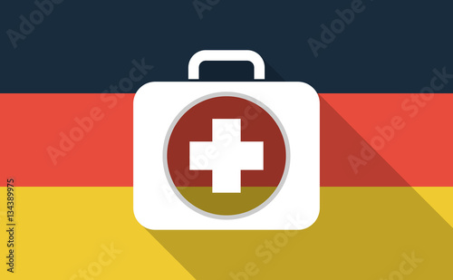 Long shadow Germany flag with  a first aid kit icon