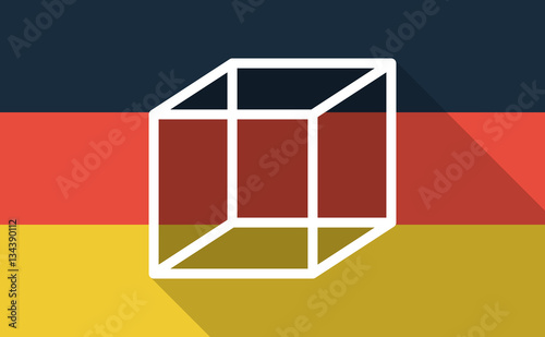 Long shadow Germany flag with  a cube sign