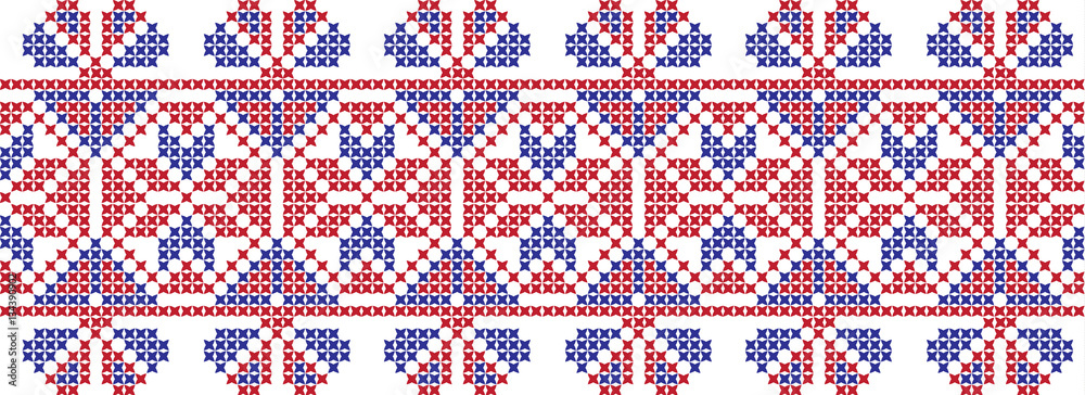 Embroidered cross-national pattern Embroidered cross-national pattern