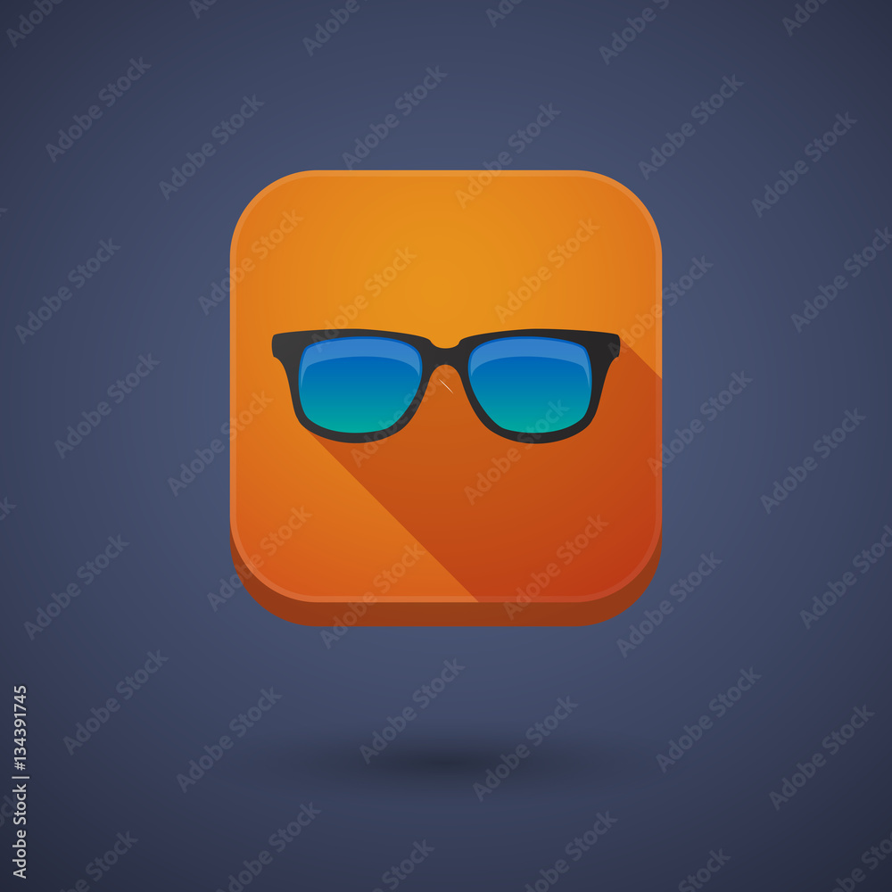 Long shadow button with a sunglasses icon Long shadow button with a sunglasses icon
