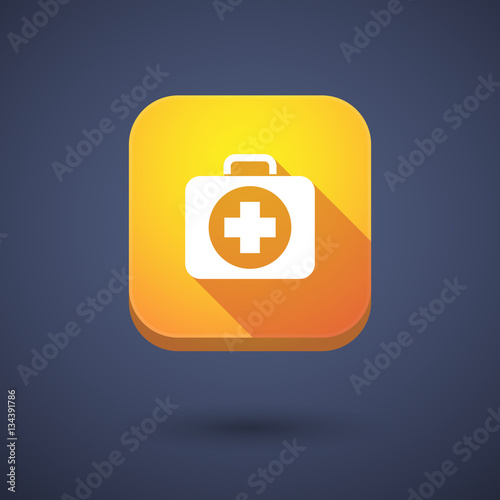 Long shadow button with  a first aid kit icon