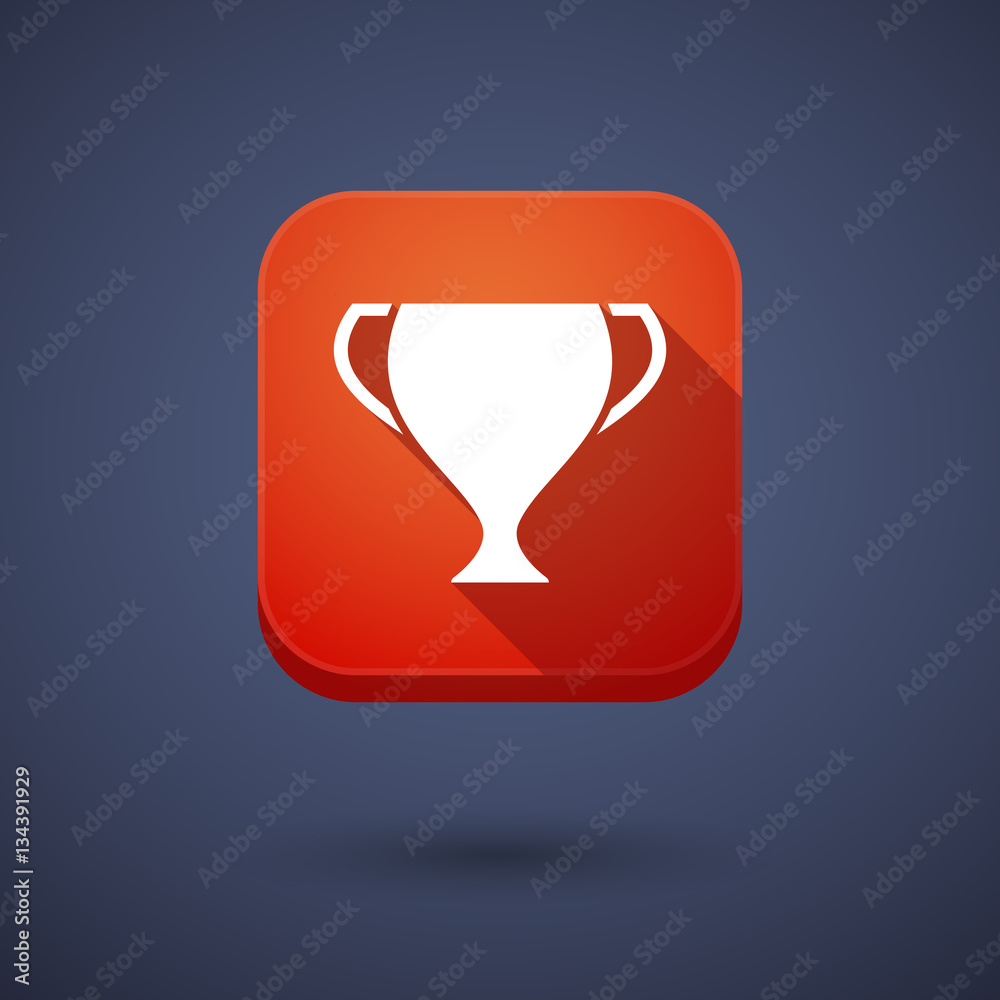 Long shadow button with an award cup Long shadow button with an award cup