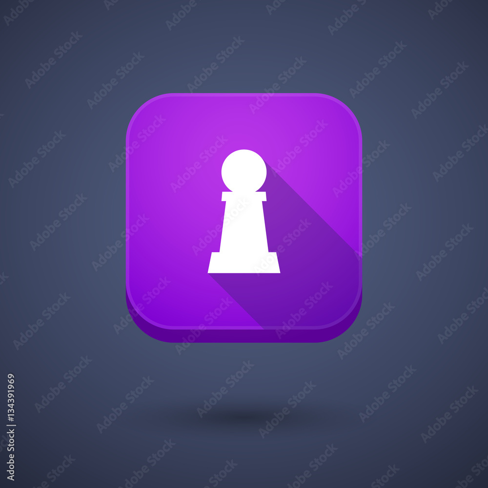 Long shadow button with a pawn chess figure Long shadow button with a pawn chess figure