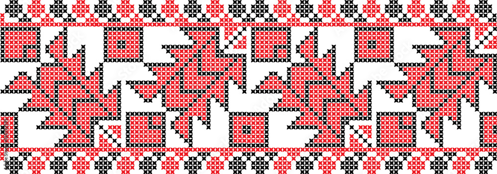 Fototapeta premium Embroidered cross-national pattern