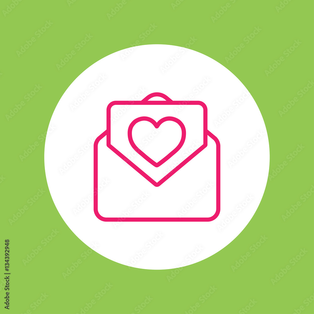 valentine day 14 february card envelope with heart line icon valentine day 14 february card envelope with heart line icon