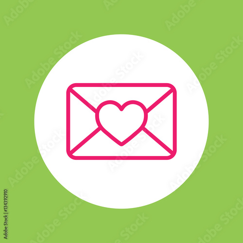 valentine day 14 february card envelope with heart line icon