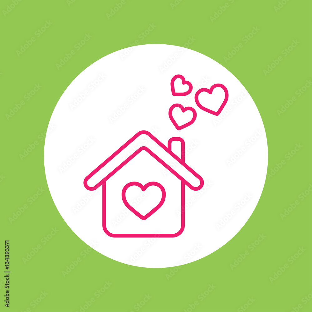 home love care heart valentine line icon
