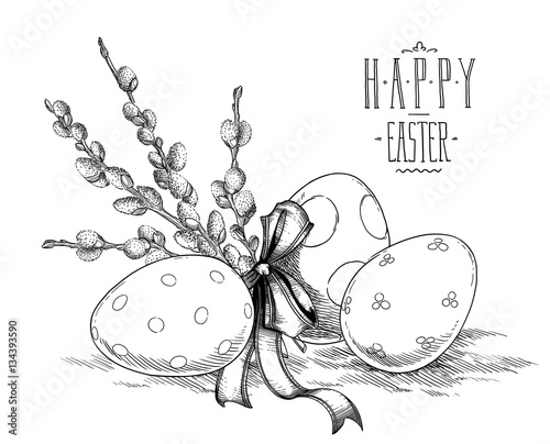 Easter rabbit bunny engrave illustration vintage graphic