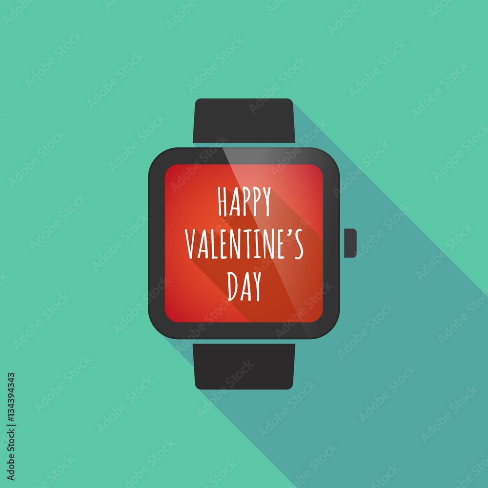 Long shadow smart watch with    the text HAPPY VALENTINES DAY