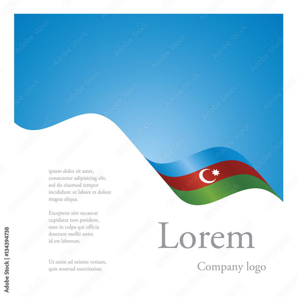 Fototapeta premium New brochure abstract design modular single pattern of wavy flag ribbon of Azerbaijan