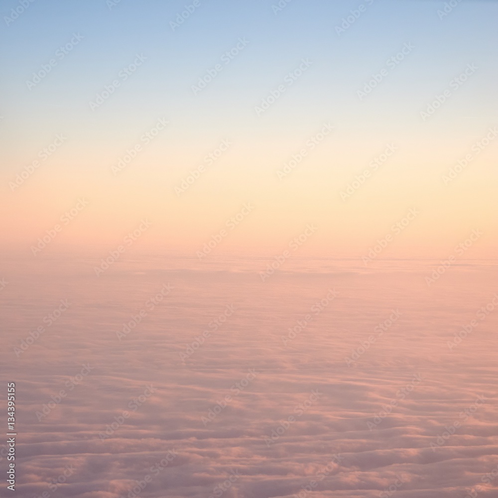 Clouds watched from an airplane window