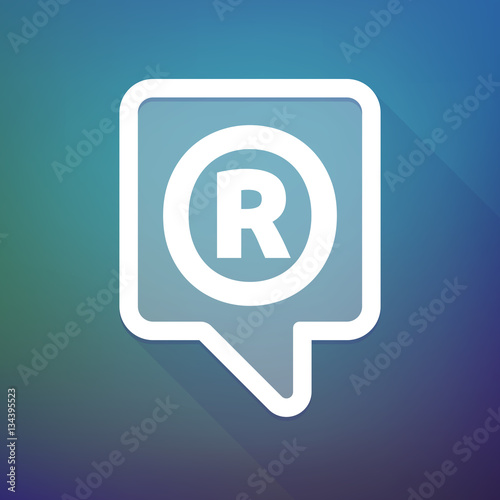Long shadow tooltip with    the registered trademark symbol
