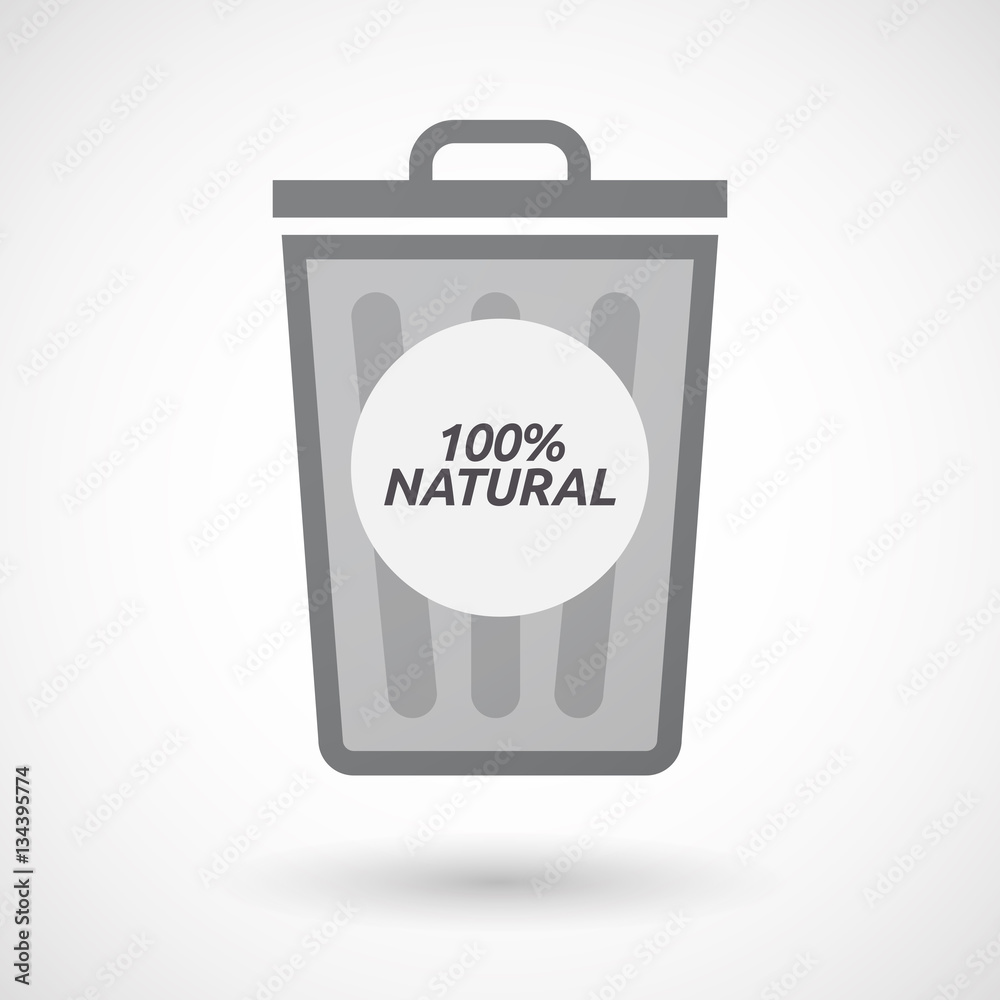 Isolated trashcan with the text 100% NATURAL Isolated trashcan with the text 100% NATURAL