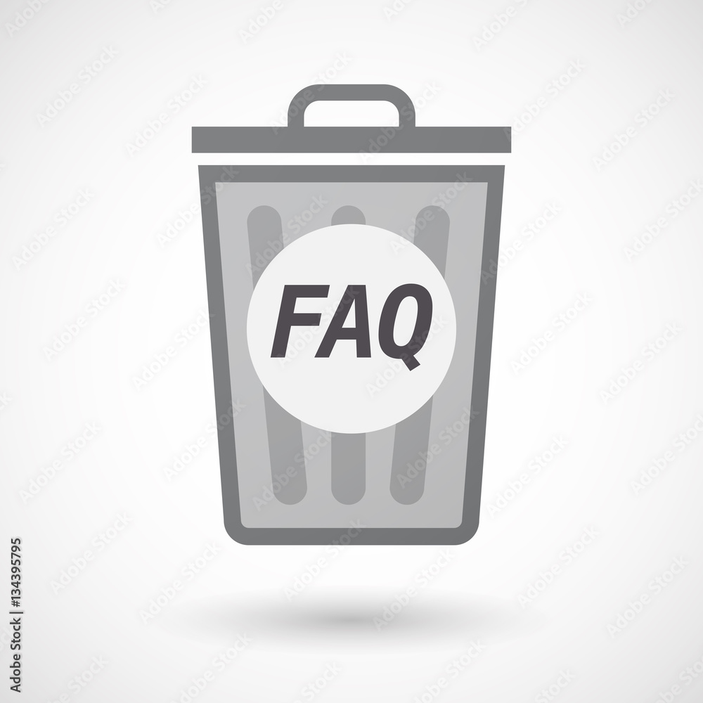 Isolated trashcan with    the text FAQ