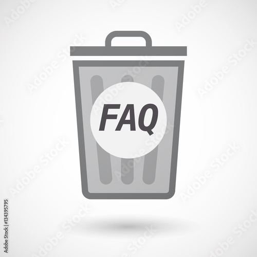 Isolated trashcan with    the text FAQ