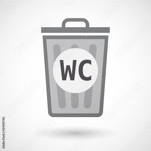 Isolated trashcan with    the text WC