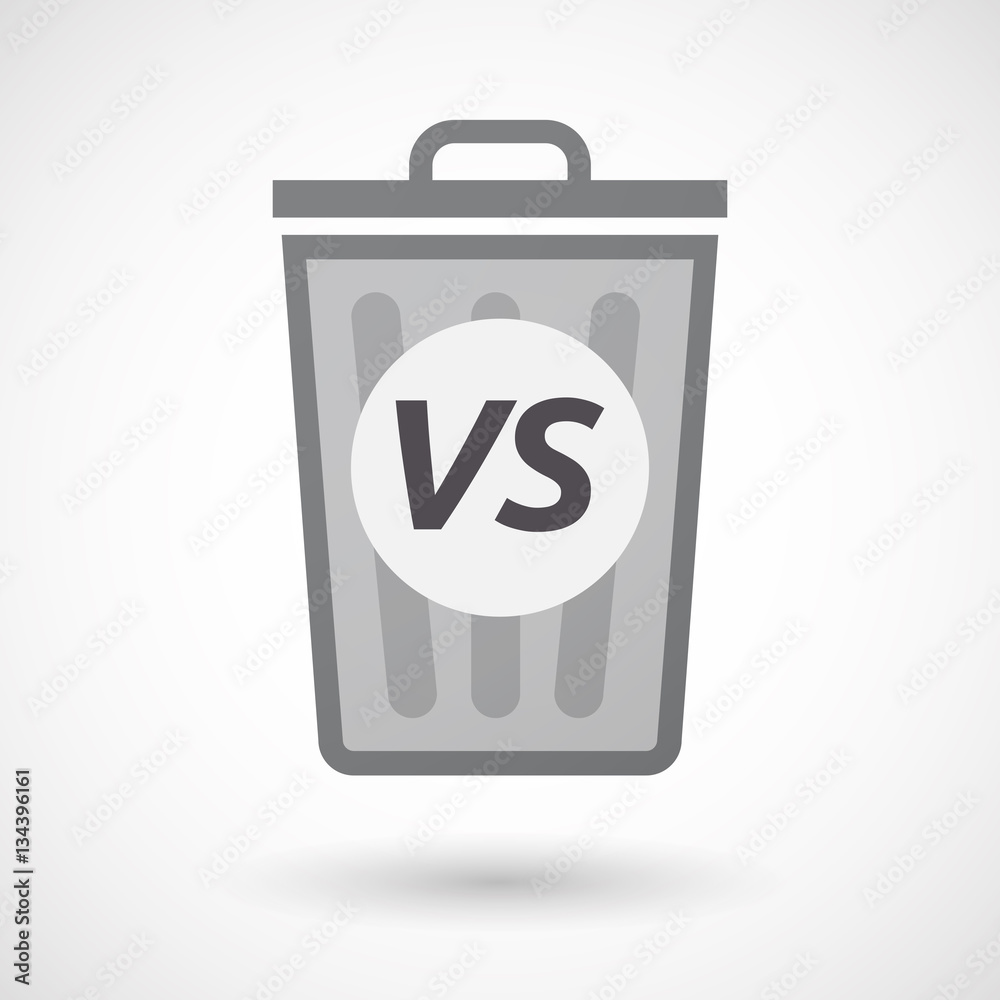 Isolated trashcan with the text VS Isolated trashcan with the text VS