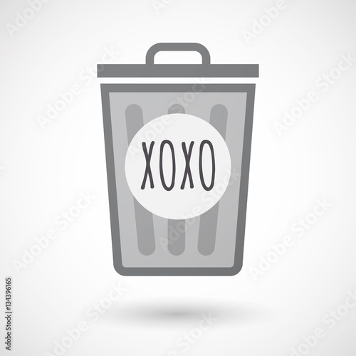 Isolated trashcan with    the text XOXO