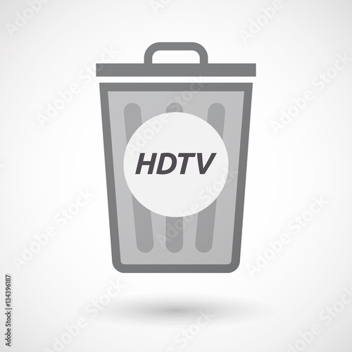Isolated trashcan with    the text HDTV