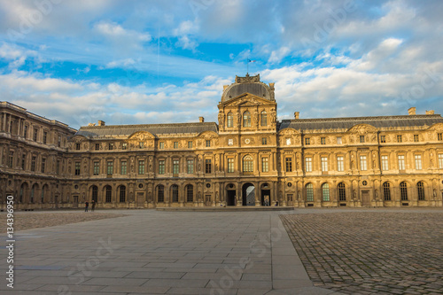 PARIS, FRANCE - DECEMBER 24, 2015: Fragment of Louvre buildings in Louvre Museum Paris