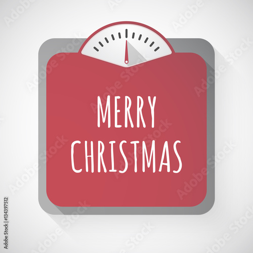 Isolated weight scale with    the text MERRY CHRISTMAS